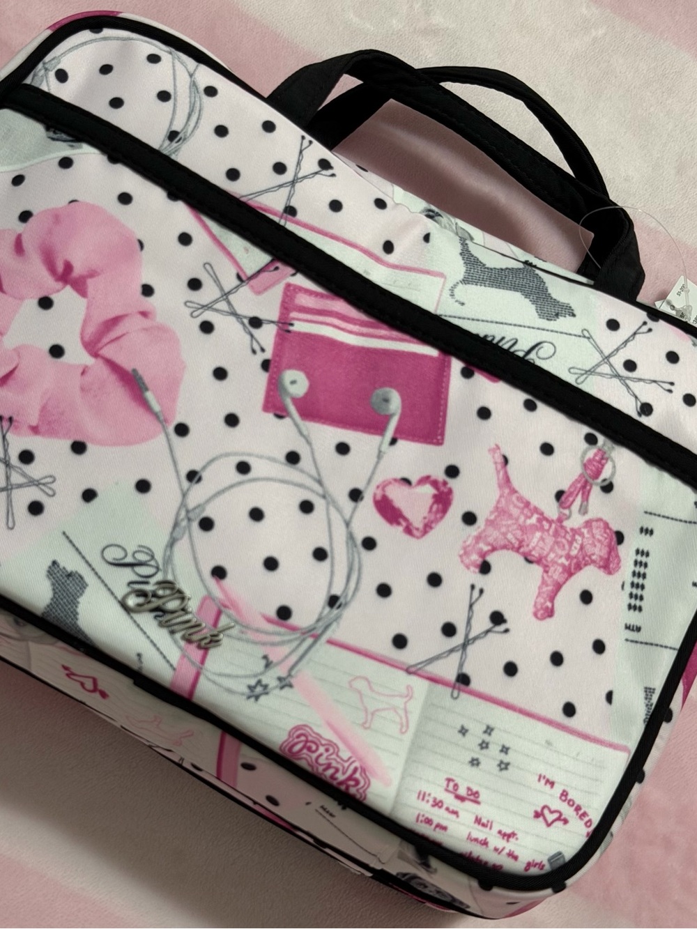 New VS PINK Pink Tulip Iconic Travel Toiletry Makeup Bag